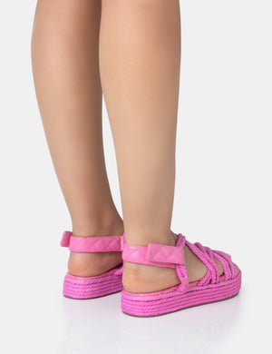 Duffy Pink Rope Flat Dad Sandals