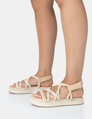 Duffy Ecru Rope Flat Dad Sandals