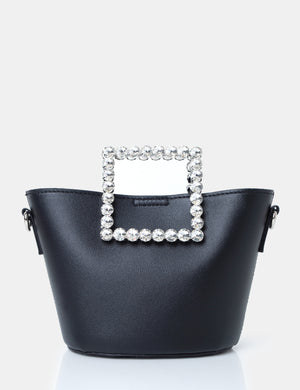 The Glam Black Pu Mini Bucket Grab Bag
