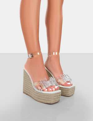 White shop patent wedges
