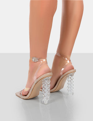 Valentina Nude Patent Clear Perspex Clear High Heels