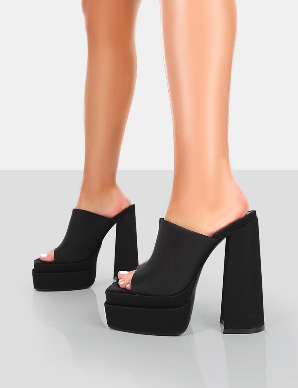 Mule Shoes Chunky Heeled Mules Black Platform High Heel Mules