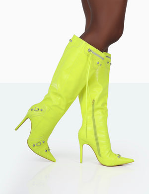 Yellow high heel boots clearance