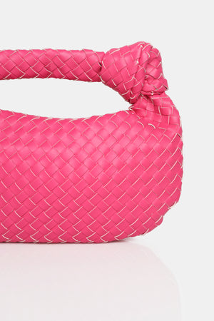 The Blame Hot Pink Woven PU Knot Detail Mini Grab Bag