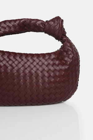 The Blame Burgundy Woven PU Knot Detail Mini Grab Bag