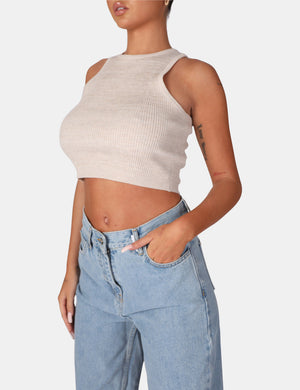 Extreme Racer Knitted Crop Oatmeal
