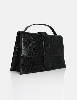 The Mika Black Croc Bag