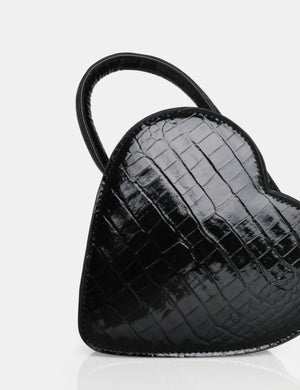 The Roux Black Croc Heart Grab Bag