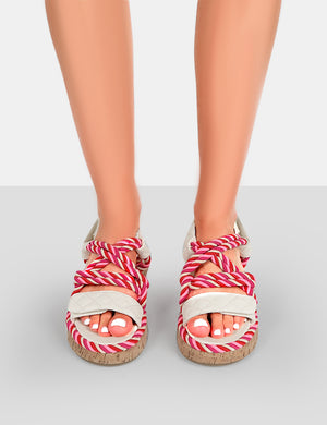 Miami Multi Rope Flatform Lace Up Sandals