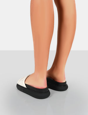 Demi Wide Fit Ecru PU Slider Sandals