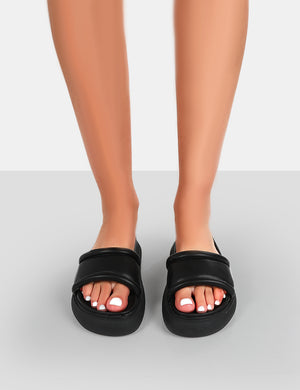 Demi Black PU Slider Sandals