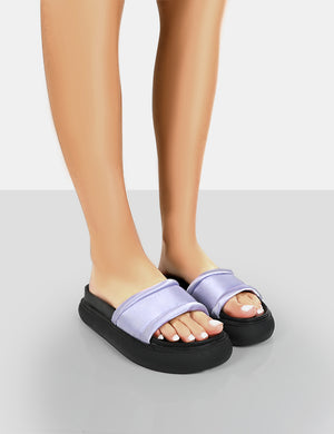 Demi Lilac Satin Slider Sandals