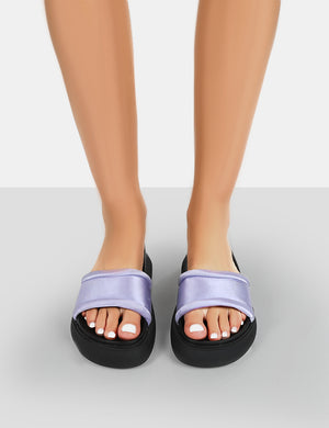 Demi Lilac Satin Slider Sandals
