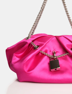 The Barbie Hot Pink Satin Lock and Chain Mini Bag