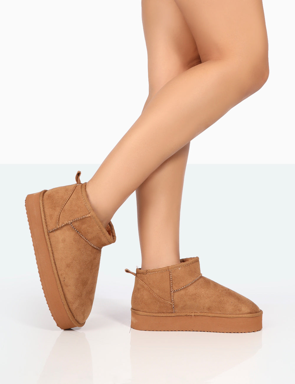 Shorty Tan Faux Suede Chunky Ankle Boots Public Desire