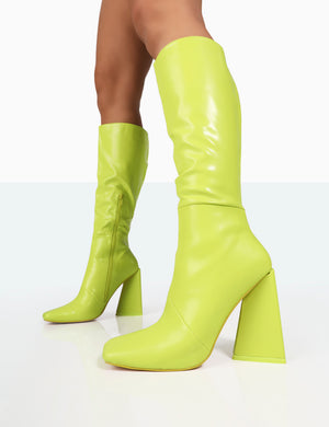 Lime green outlet heel boots