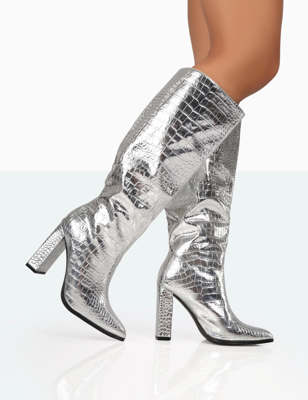 Metallic sales silver boots