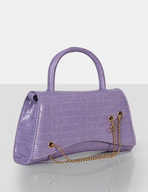 The Trista Lilac Croc Arched Mini Handbag