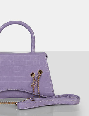 The Trista Lilac Croc Arched Mini Handbag