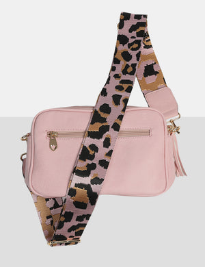 The Casey Baby Pink Animal Print Strap Zip Up Crossbody Bag
