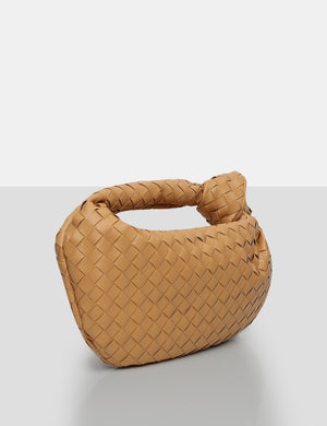 The Blame Tan Woven PU Knot Detail Mini Grab Bag