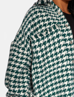 Houndstooth Shacket Forest Green