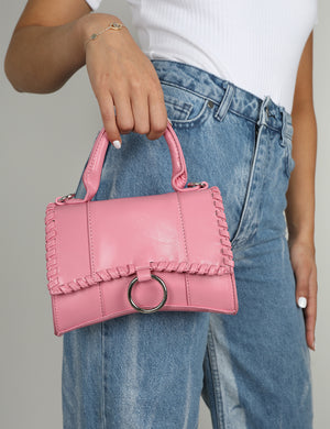 The Roxi Pink Plaited Edge Mini Handbag