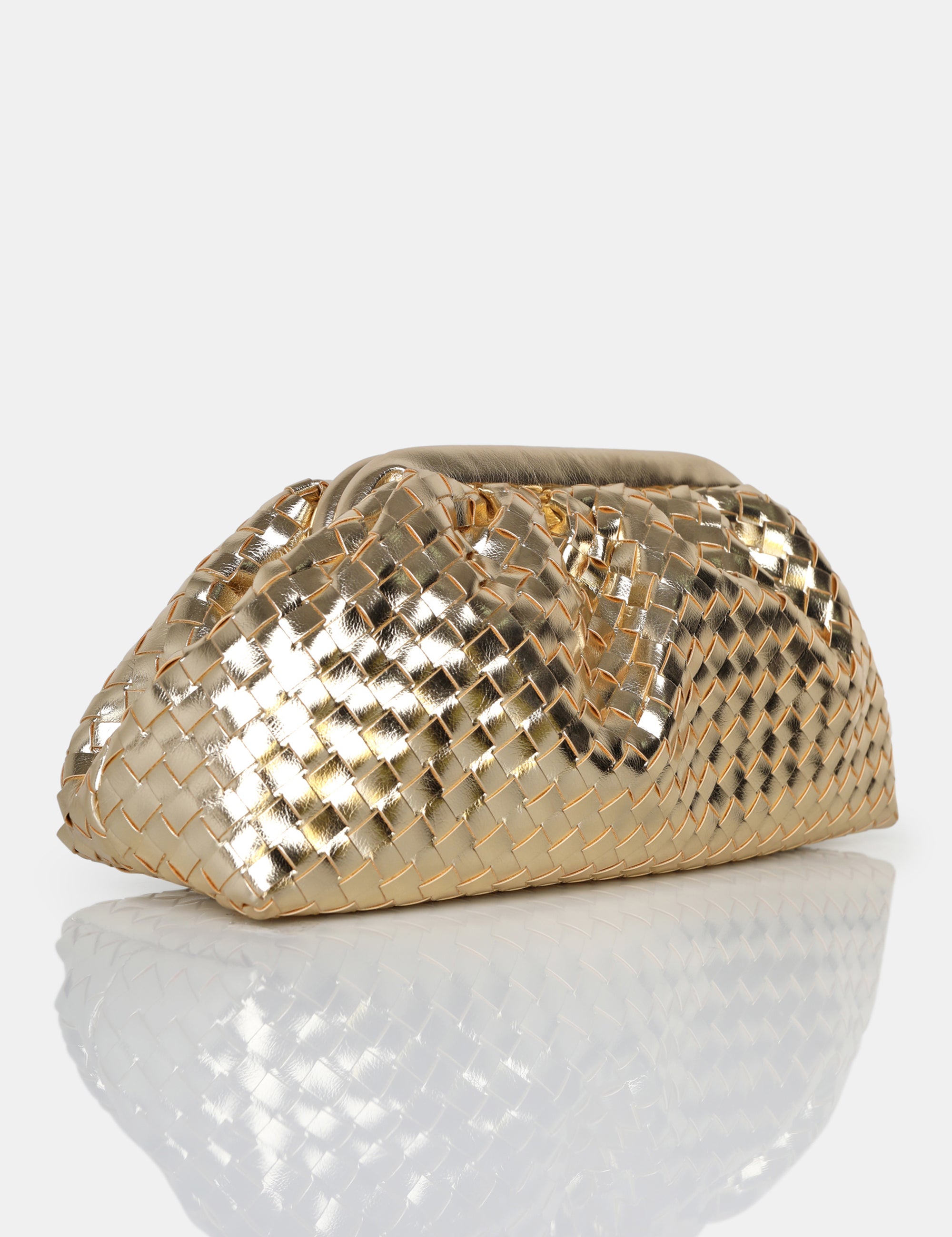 Get Your Trend On Metallic Gold Ruched Clutch