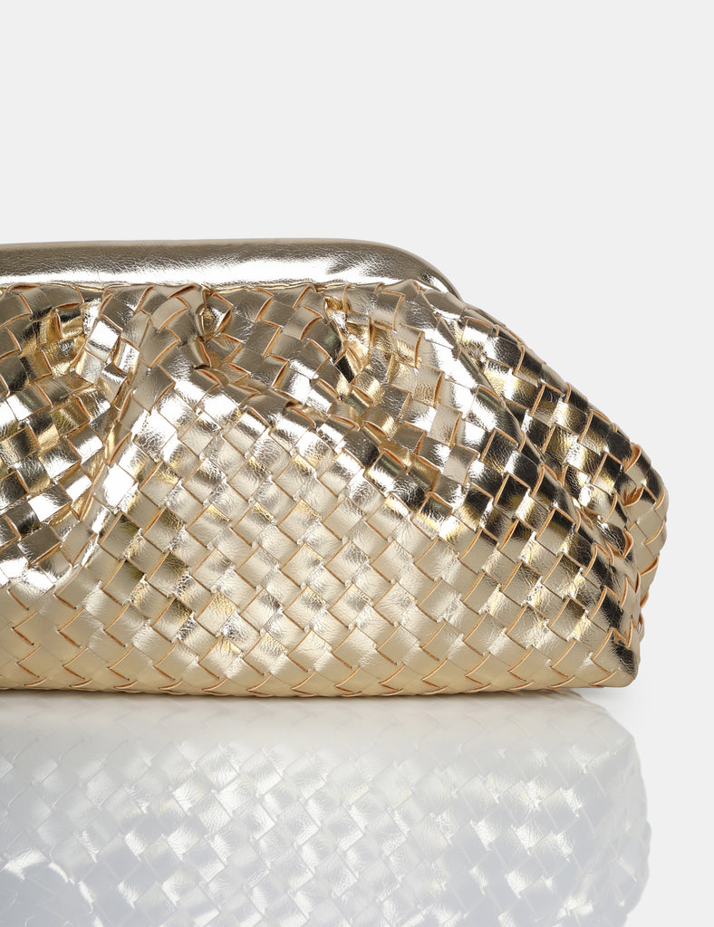 The Project Metallic Gold Weave Clutch Bag