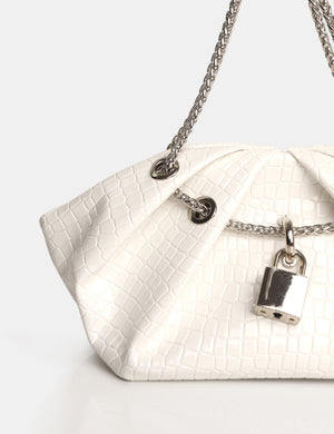 The Barbie White Croc Lock and Chain Mini Bag