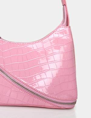 The Alba Pink Croc Bag