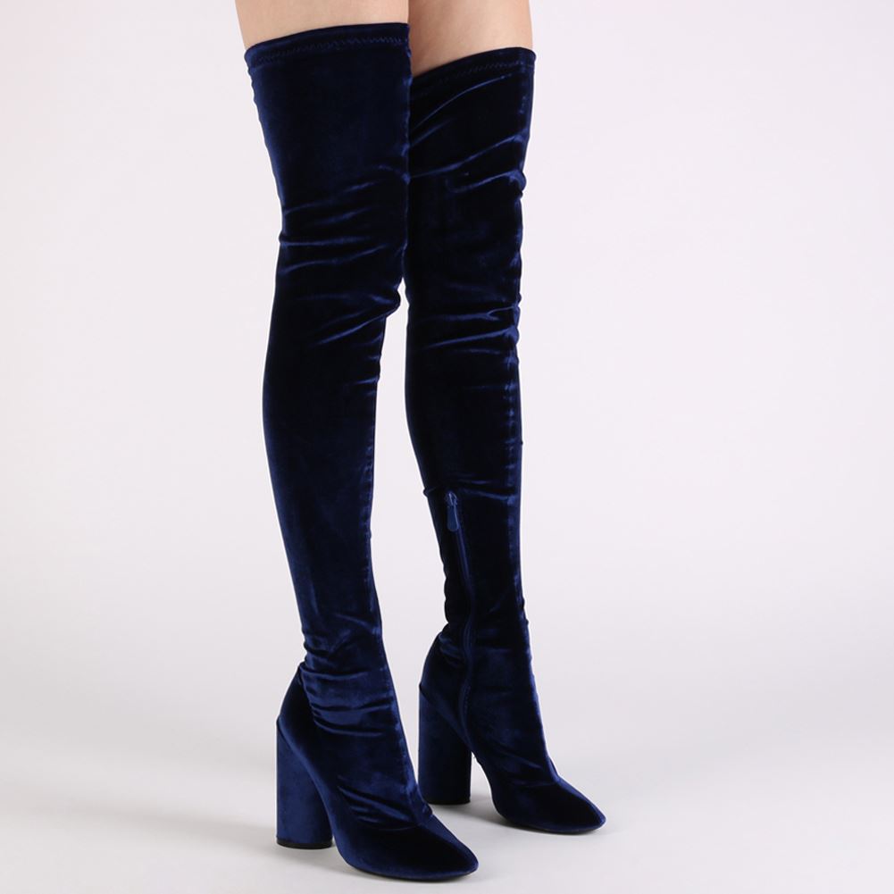 Navy long boots sale sales