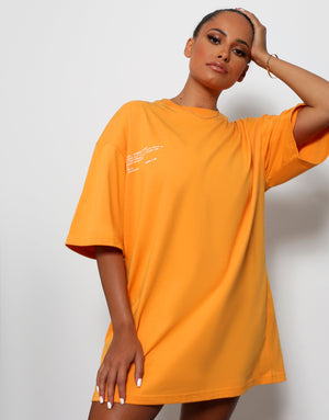 Amber x Public Desire graphic oversized tshirt dress in tangerine