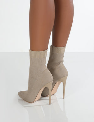 Allie Camel Pointed Sock Ankle Boots