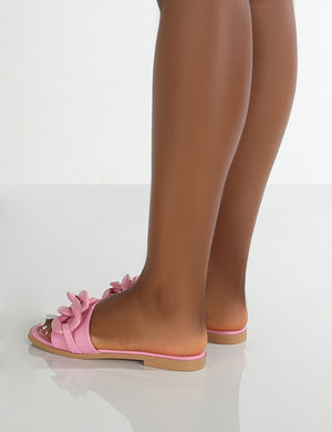 Ark Pink Chunky Chain Detail Slide Sandals