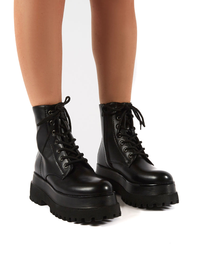Corporal Black Chunky Sole Ankle Boots | Public Desire