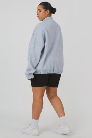 Curve Oversized Half Zip Pullover Pocket Front Sweatshirt Grey Marl