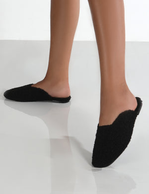 Ciao Black Teddy Slip On Slippers