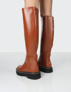 Dana Tan Pu Chunky Sole Knee High Boots