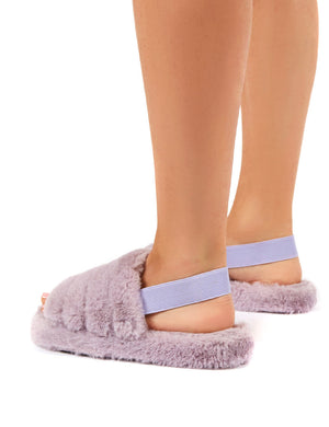 Dreamtime Lilac Fluffy Strap Back Slippers