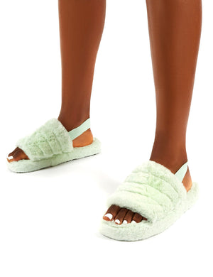 Dreamtime Mint Fluffy Strap Back Slippers