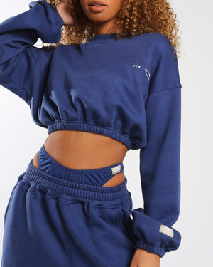 Amber x Public Desire crop sweatshirt co-ord in navy