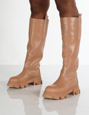 Tan wide fit on sale knee high boots