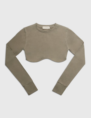 LONG SLEEVE UNDERBUST CROP TOP ELM