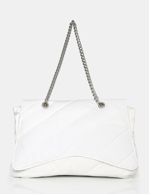 The Laina White Nylon Tote Bag