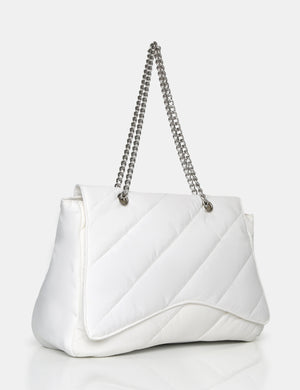 The Laina White Nylon Tote Bag