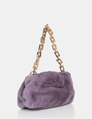 The Bracken Lilac Faux Fur Chain Handbag