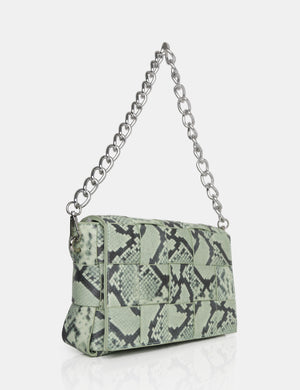 The Makai Pastel Snake Shoulder Woven Chain Bag