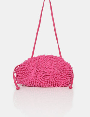 The Ausha Pink Chenille Clutch Bag