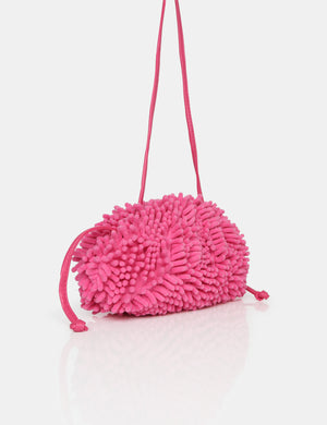 The Ausha Pink Chenille Clutch Bag